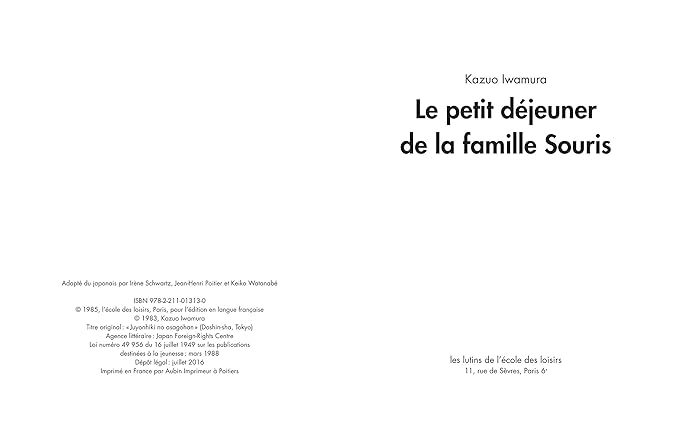 La Famille Souris. Le petit déjeuner de la famille Souris