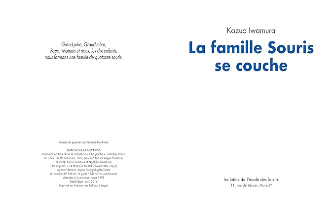 La Famille Souris. La Famille Souris se couche