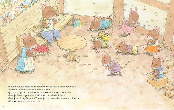 La Famille Souris. Les souris à la plage
